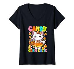 Damen Halloween Herren Damen Kinder Geist Horror Hexe Gruseliger Kürbis T-Shirt mit V-Ausschnitt von Funny Halloween Costume