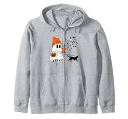 Lustige Geisterkatze, Geisterkatze, Halloween, gruselig, gruselig Kapuzenjacke von Funny Halloween Ghost Gamer Pumpkin Apparel Co.