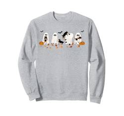 Lustiger Geist hält Hund Katze faul Halloween Gruseliger Geist Hund Sweatshirt von Funny Halloween Ghost Gamer Pumpkin Apparel Co.