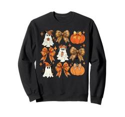 Niedliche Kokette Schleifen Kürbis Gruselige Geister Halloween Herbst Sweatshirt von Funny Halloween Ghost Gamer Pumpkin Apparel Co.