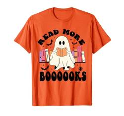 Niedliches Geisterbuch Lesen Sie mehr Bücher Lustige Lehrer Halloween T-Shirt von Funny Halloween Ghost Gamer Pumpkin Apparel Co.