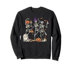 Tanzendes Skelett Shirt für Damen Herren Happy Halloween Schädel Sweatshirt von Funny Halloween Ghost Gamer Pumpkin Apparel Co.