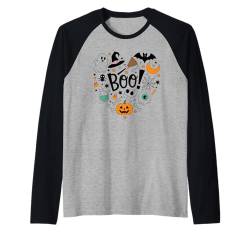 Frauen Halloween Tee Kürbis Skelett Herbst Grafik Raglan von Funny Halloween Graphic Costume Tee