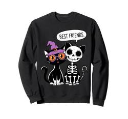 Hexe Skelett Katzen Bestfriend Halloween Graphic Tee Fell Mama Sweatshirt von Funny Halloween Graphic Costume Tee