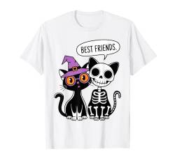 Hexe Skelett Katzen Bestfriend Halloween Graphic Tee Fell Mama T-Shirt von Funny Halloween Graphic Costume Tee