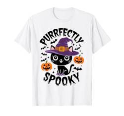 Purrfectly Gruselige süße lustige Katze Halloween für Katzenliebhaber T-Shirt von Funny Halloween Graphic Costume Tee