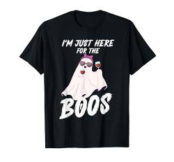 Halloween ist nur hier für die Boos Lustiger Geist, der Wein trinkt T-Shirt von Funny Halloween Gym Workout Casual Gothic Gift Tee