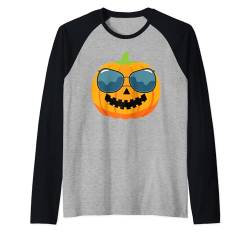 Happy Halloween Cooler Kürbis mit Sonnenbrille für Erwachsene und Kinder Raglan von Funny Halloween Gym Workout Casual Gothic Gift Tee