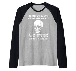 "Society's Downfall" Totenkopf Humor Gothic Helloween Sarcasm Raglan von Funny Halloween Gym Workout Casual Gothic Gift Tee