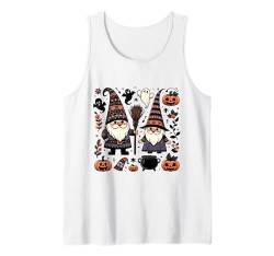 Lustiger Zwerg Halloween mit Kürbis Geist Leopard Design Tank Top von Funny Halloween Shirt For Women Men Girls Boys