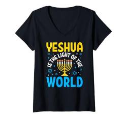 Damen Chanukkah Art Men Women Kids Boys Girls Chanukah Jewish T-Shirt mit V-Ausschnitt von Funny Hanukkah Shirts Jew Chanukah Men Women Kids