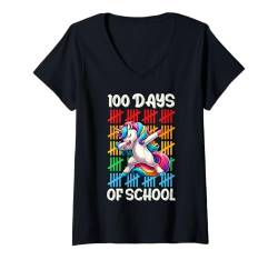 Damen Alles Gute zum 100. Schultag, 100 Tage Schullehrer, Kinder T-Shirt mit V-Ausschnitt von Funny Happy 100th Day of School Kids design