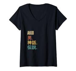 Damen Funny Japanese First Name Design - Akio T-Shirt mit V-Ausschnitt von Funny Japanese First Name Designs for Men