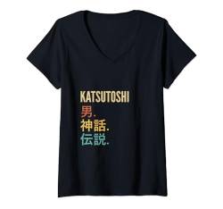 Damen Funny Japanese First Name Design - Katsutoshi T-Shirt mit V-Ausschnitt von Funny Japanese First Name Designs for Men
