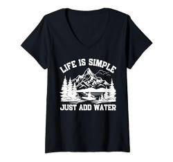 Damen Lustiges Kajak-Design für Männer und Frauen, Paddeln, Kanufahren T-Shirt mit V-Ausschnitt von Funny Kayak Gift Kayaking Paddling