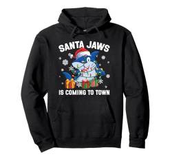 Santa Jaws Is Coming to Town Lustiger Weihnachtsmannhai Pullover Hoodie von Funny Matching Christmas Designs