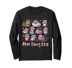 Moo Deng Era Cartoon Nilpferd Weihnachten Nilpferd Geburtstag Langarmshirt von Funny Moo Deng Cute Baby Hippos Holiday Gifts