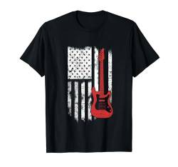 E-Bassgitarre Flagge Amerikanische USA Patriotischer Gitarrist T-Shirt von Funny Music Lover Guitar Player Gifts