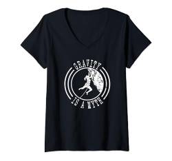 Damen Gravity Is A Myth Vintage-Klettergrafik, Kletterausrüstung T-Shirt mit V-Ausschnitt von Funny Outdoorsy Lovin’ Apparel For Men & Women