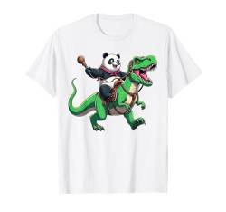 Panda reitender Dinosaurier T Rex Lustig Jungen Mädchen Kinder T-Shirt von Funny Panda Squad