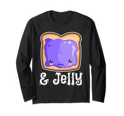 Kawaii Erdnussbutter & Gelee PB&J Passende Blaubeermarmelade Langarmshirt von Funny Peanut Butter & Jelly BFF Couples Food Co.