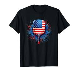 Coole USA-Flagge, Pickleball-Paddel, patriotische Smash-Art T-Shirt von Funny Pickleball Shirts for Women Men Kids Parents