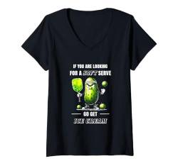 Damen Pickleball Humor Soft Serve Go Get Ice Cream Lustiges Kunstwerk T-Shirt mit V-Ausschnitt von Funny Pickleball Shirts for Women Men Kids Parents