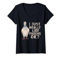 Damen Ich mag Pigeons Lover Pigeons Bird Lover Funny T-Shirt mit V-Ausschnitt von Funny Pigeon Owner Outfits