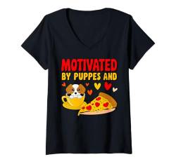 Damen Pizza Art Männer Frauen Fast Food Liebhaber Feinschmecker Lustige Pizza T-Shirt mit V-Ausschnitt von Funny Pizza Lover Gifts Men Women