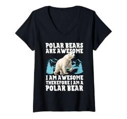 Damen Eisbär-Kunst für Männer, Frauen, Kinder, arktischer Eisbär-Liebhaber T-Shirt mit V-Ausschnitt von Funny Polar Bear Gift Polar Bear