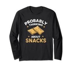 Wahrscheinlich denken Sie an Snacks lustige Jungen Mädchen Kleinkind Kinder Langarmshirt von Funny Probably Thinking About Snacks Toddler Gifts