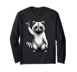 Rock Raccoon spielt Gitarre Lustiges T-Shirt für Musikliebhaber Langarmshirt von Funny Raccoon Rock Music Tee for Men Women