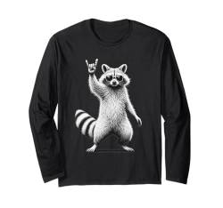 Rock Raccoon spielt Gitarre Lustiges T-Shirt für Musikliebhaber Langarmshirt von Funny Raccoon Rock Music Tee for Men Women