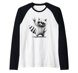 Rock Raccoon spielt Gitarre Lustiges T-Shirt für Musikliebhaber Raglan von Funny Raccoon Rock Music Tee for Men Women