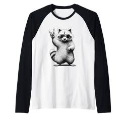 Rock Raccoon spielt Gitarre Lustiges T-Shirt für Musikliebhaber Raglan von Funny Raccoon Rock Music Tee for Men Women