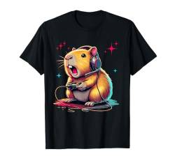 Cute Capybara playing Video Games funny Capybara lovers T-Shirt von Funny Rock Capybara Playing Guitar By GnineZa