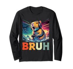 Funny Capybara Bruh Capybara playing Video Games for Boy Langarmshirt von Funny Rock Capybara Playing Guitar By GnineZa