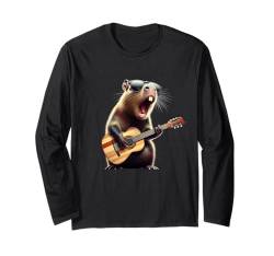 Funny Capybara Bruh Capybara playing Video Games for Boy Langarmshirt von Funny Rock Capybara Playing Guitar By GnineZa