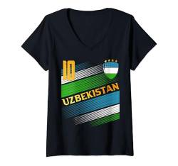 Damen Usbekistan-Flagge, usbekischer Stolzliebhaber T-Shirt mit V-Ausschnitt von Funny Sarcastic Gifts Store