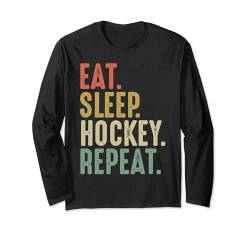 Eat Sleep Hockey Repeat Weihnachten Kinder Erwachsene Hockey Vintage Langarmshirt von Funny Sports Fans Shirts and Gifts