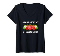 Damen Lustige Erdbeere für Männer Frauen Beeren Obst Erdbeeren T-Shirt mit V-Ausschnitt von Funny Strawberry Gifts Farmer