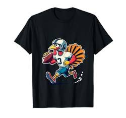 Thanksgiving Day Truthahn spielt Fußball lustig Männer Jungen Kinder T-Shirt von Funny Thanksgiving turkey Playing Football tees