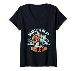 Damen Lustige Schildkröte Papa Meeresschildkröte Liebhaber Männer Jungen Ehemann Vater T-Shirt mit V-Ausschnitt von Funny Turtle Gifts & Shirts Love Tortoise