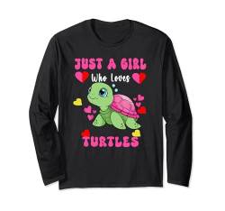 Lustiges "Just A Girl Who Loves Turtles" Ozean-Tier niedliches Meer. Langarmshirt von Funny Turtles Lover Tees Women Girls Kids.