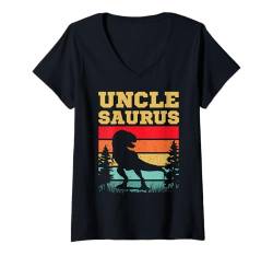 Damen Cooles Onkel-Design für Onkel Männer Familie Großer Onkel Dinosaurier T-Shirt mit V-Ausschnitt von Funny Uncle Gift Awesome Uncle