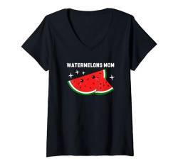 Damen Wassermelone für Mama Mama Melone Sommer saftige Fruchtliebhaber T-Shirt mit V-Ausschnitt von Funny Watermelon Gifts Watermelon Summer Fruit