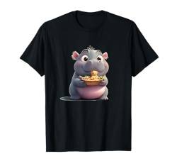 Niedliches liebenswertes Moo Deng Baby Fett Nilpferd isst thailändisches Essen T-Shirt von Funny cute Thailand Moo Deng hippo 13