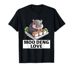 Niedliches liebenswertes Moo Deng Baby Fett Nilpferd isst Sushi T-Shirt von Funny cute Thailand Moo Deng hippo 17