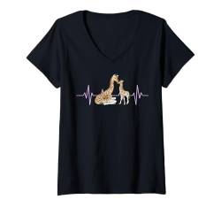 Damen Giraffen-T-Shirts für Männer und Frauen, Safari-Giraffen-Liebhaber T-Shirt mit V-Ausschnitt von Funny giraffe animal love zoo and safari Lover