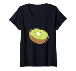 Damen Fasching Karneval Kostüm Kiwi Obst Frucht Fastnacht T-Shirt mit V-Ausschnitt von Funny spring party summer Frucht motif